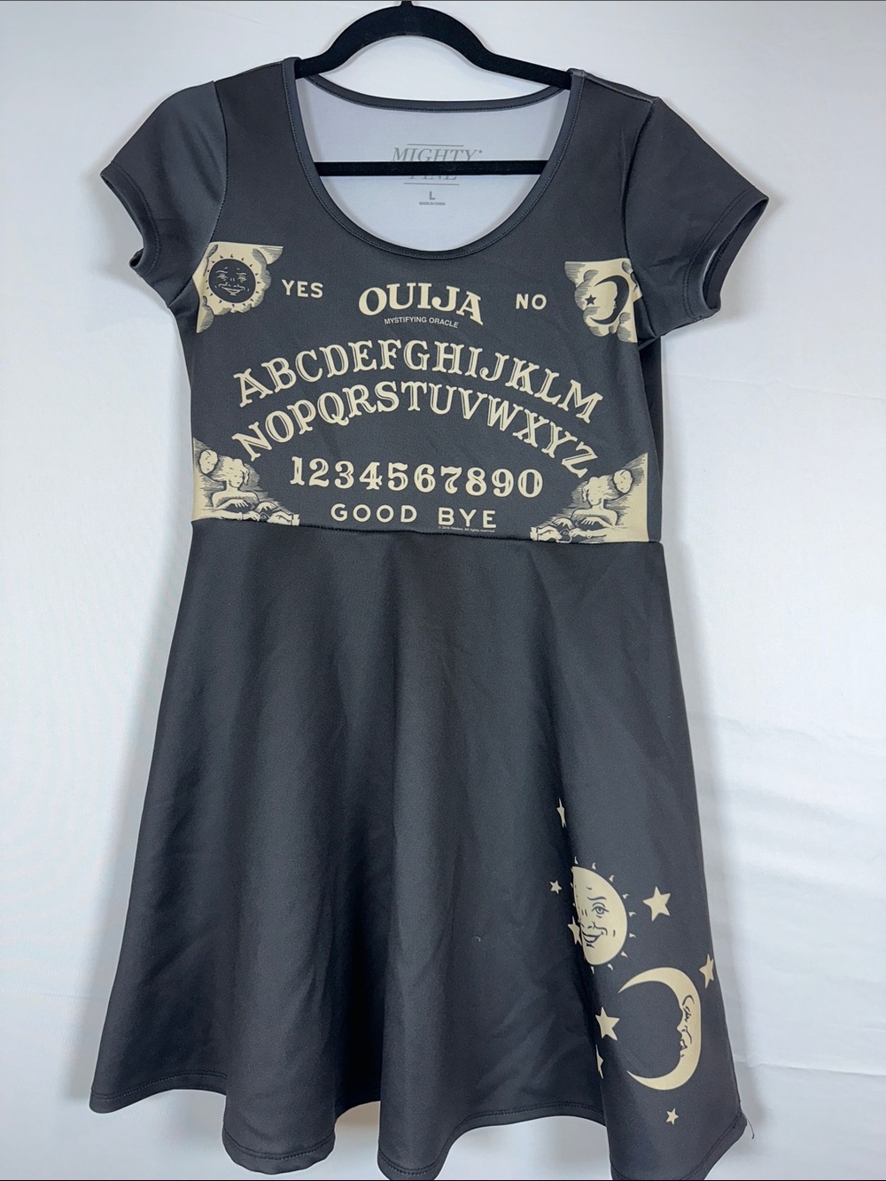 Mighty Fine Ouija Board Celestial Skater Dress Large Goth Witchy Moon Stars